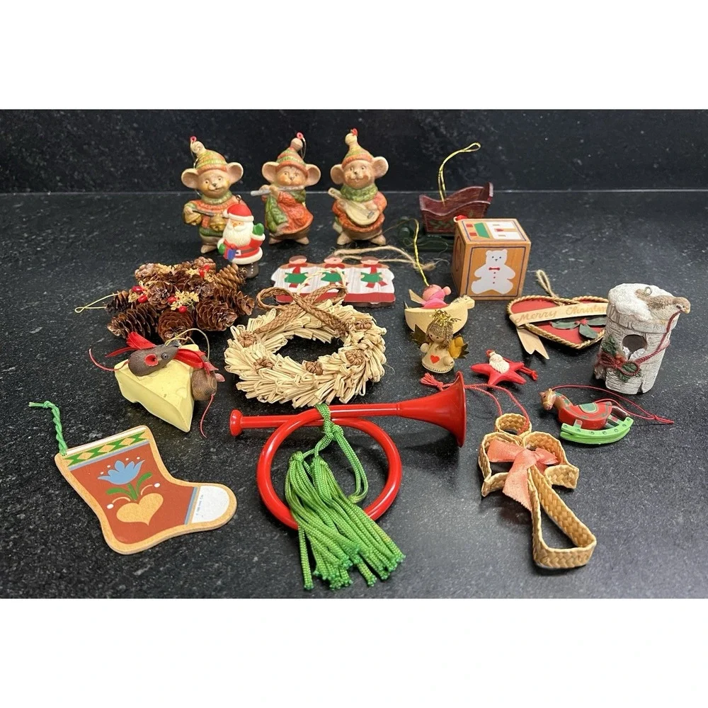 Cottagecore Christmas Ornament Lot Angels, Nature, Animals, Santa & More‎